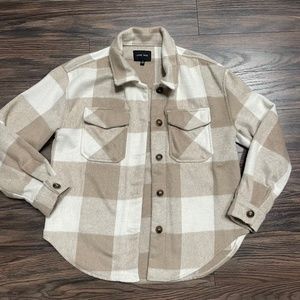 LOVE TREE beige plaid shacket small